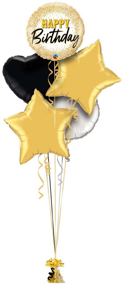 Birthday Gold Glitter Dots Balloon Bunch