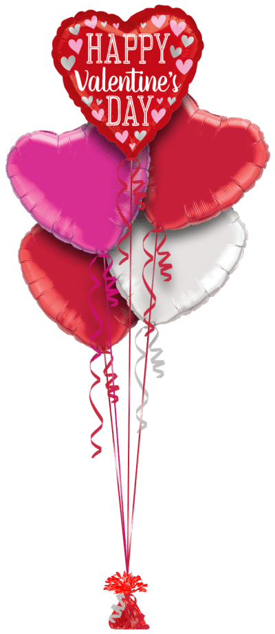 Pink and Silver Hearts Balloon Bunch