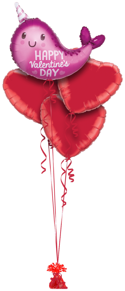 Valentine Narwhal Balloon Bunch