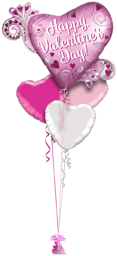 Happy Valentines Day Heart Satin Balloon Bunch