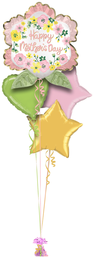 Mothers Day Satin Flower Supershape Balloon Bunch