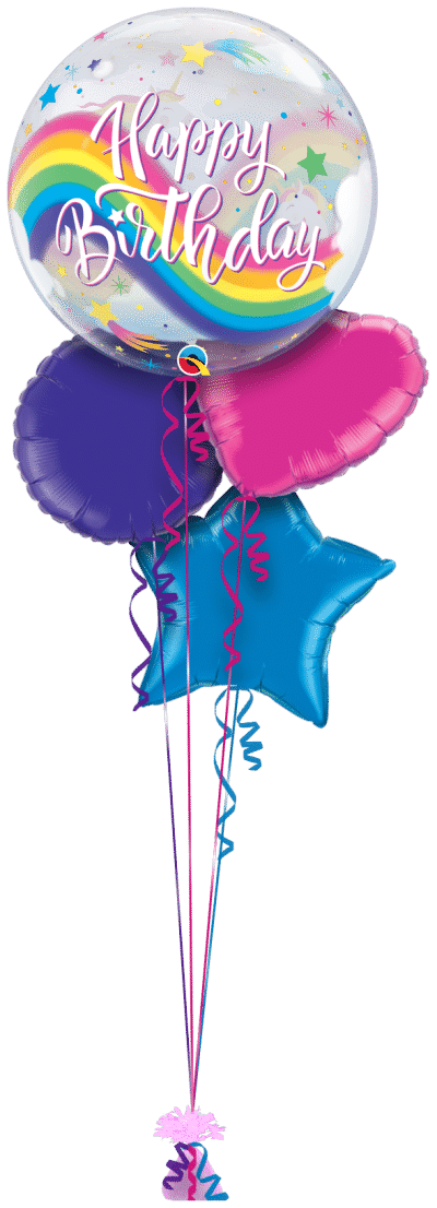 Birthday Rainbow Unicorns Bubble Balloon Bunch
