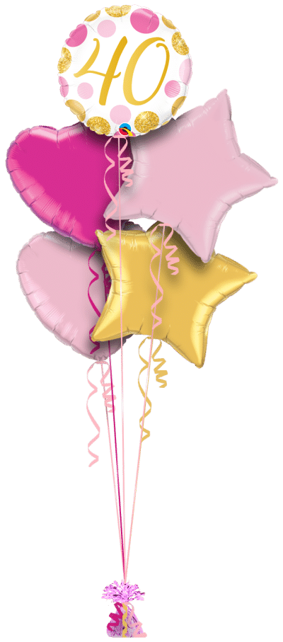 40 Pink and Gold Dots Balloon Bunch