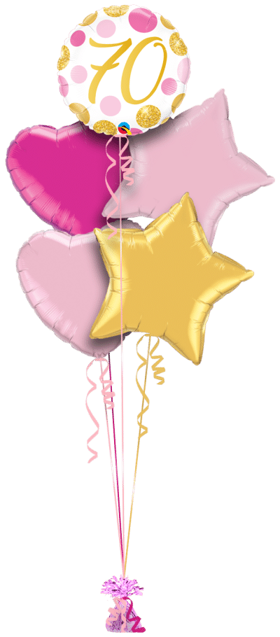 70 Pink and Gold Dots Balloon Bunch