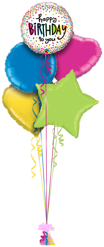 Happy Birthday To You Small Confetti Balloon Bunch