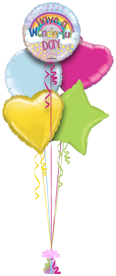 Have a Wonderful Day Rainbow Balloon Bunch