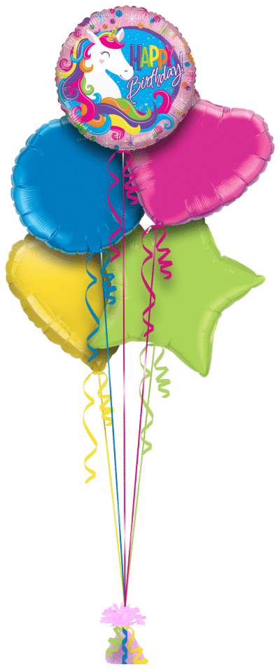 Birthday Colourful Unicorn Balloon Bunch