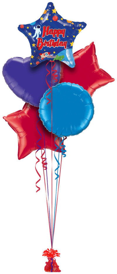 Birthday Spaceman Star Balloon Bunch