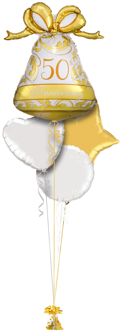 50th Anniversary Gold Bell Balloon Bunch