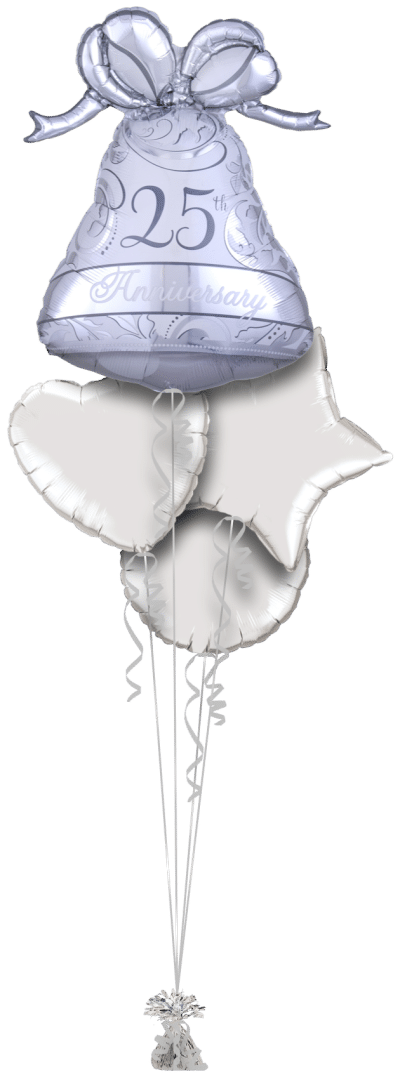 25th Anniversary Silver Bell Balloon Bunch