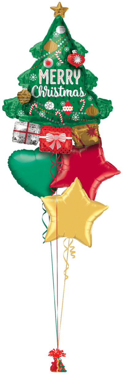 Merry Christmas Tree Balloon Bunch