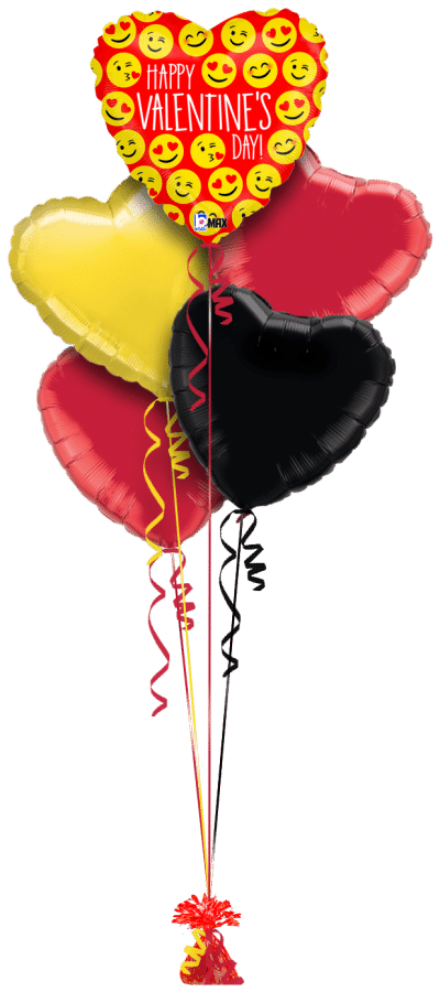 Valentines Heart Emojis Balloon Bunch