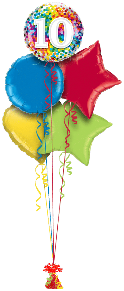 10 Rainbow Confetti Balloon Bunch