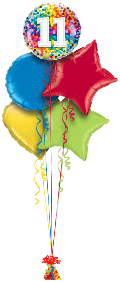 11 Rainbow Confetti Balloon Bunch