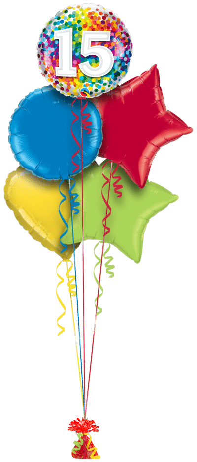 15 Rainbow Confetti Balloon Bunch