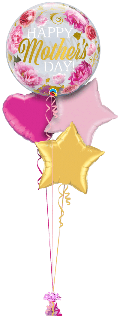 Mothers Day Peonies Bubble Balloon Bunch