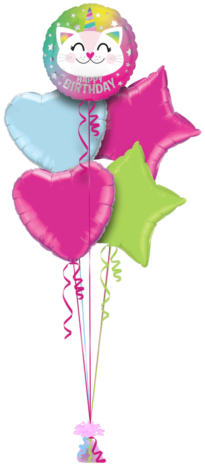 Caticorn Happy Birthday Balloon Bunch