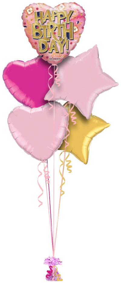 Birthday Heart Balloon Bunch