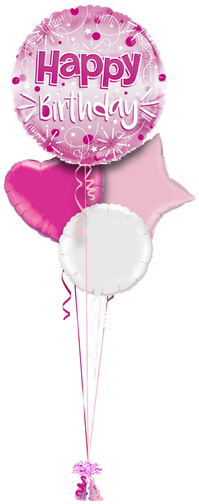 Jumbo Pink Streamers Birthday Balloon Bunch