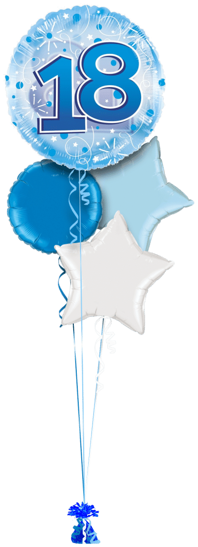 Jumbo Blue Streamers 18th Birthday Balloon Bunch