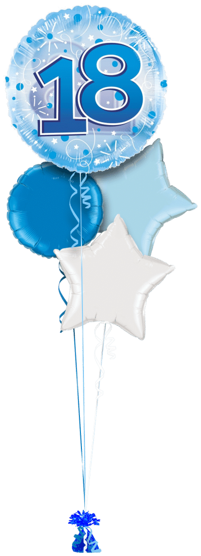 Jumbo Blue Streamers 18th Birthday Balloon Bunch