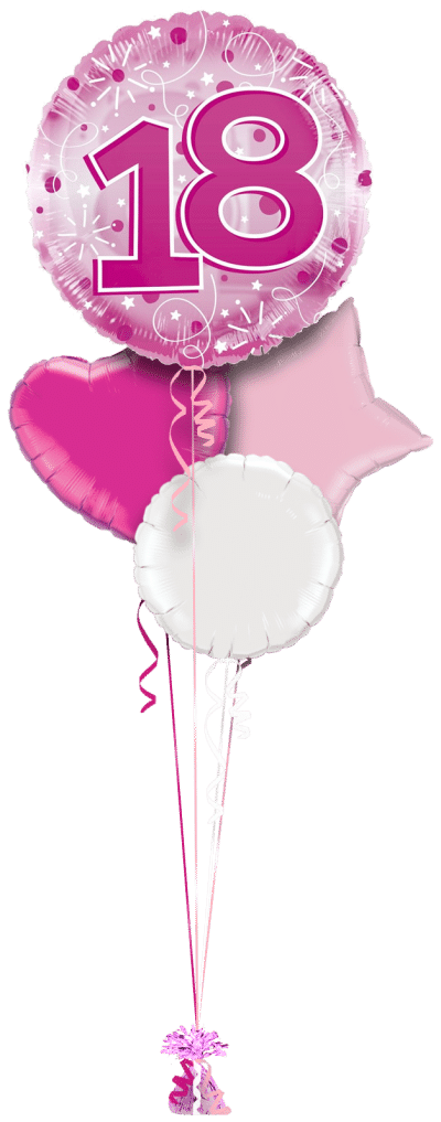 Jumbo Pink Streamers 18th Birthday Balloon Bunch
