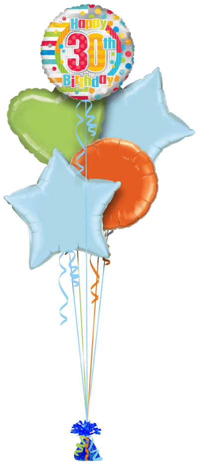 Colourful 30th Birthday Balloon Bunch