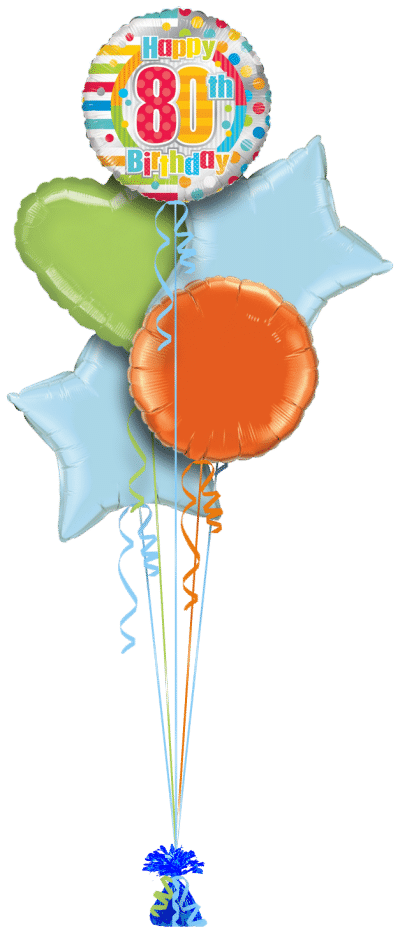 Colourful 80th Birthday Balloon Bunch