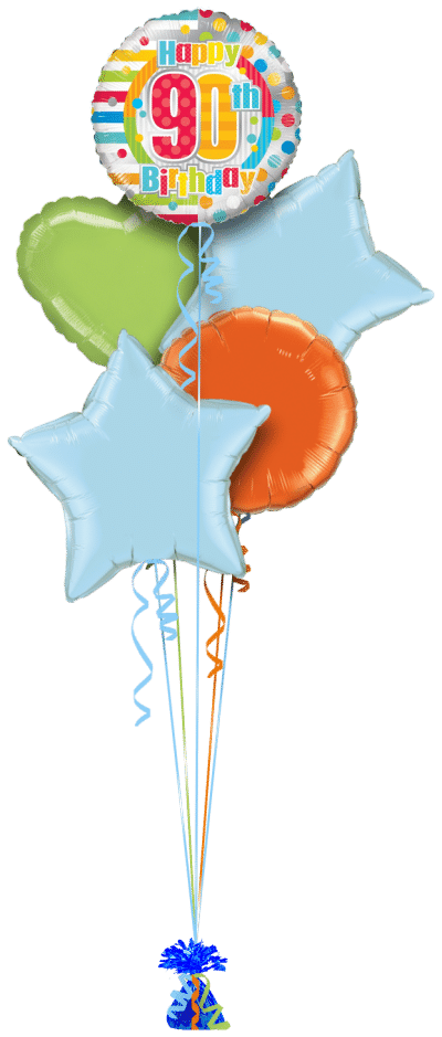 Colourful 90th Birthday Balloon Bunch