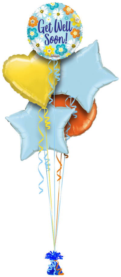 Get Well Summer Flowers Balloon Bunch