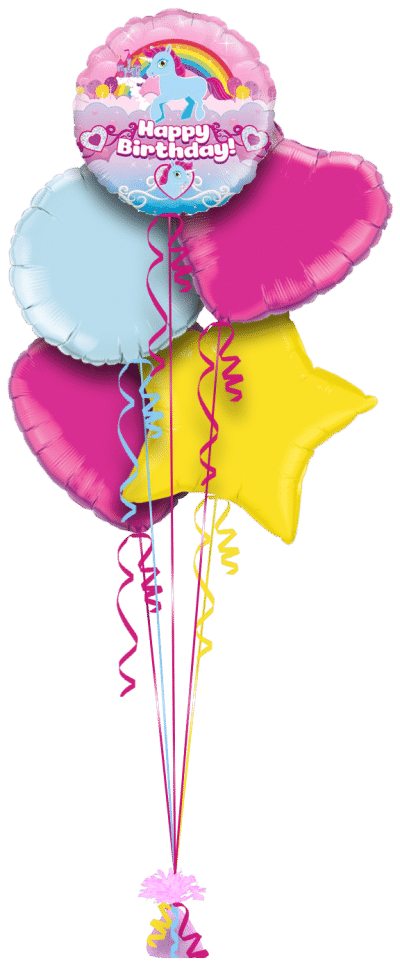Unicorn Birthday Rainbow Balloon Bunch