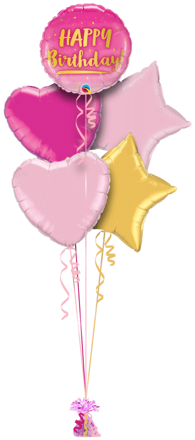 Birthday Pink Ombre Balloon Bunch