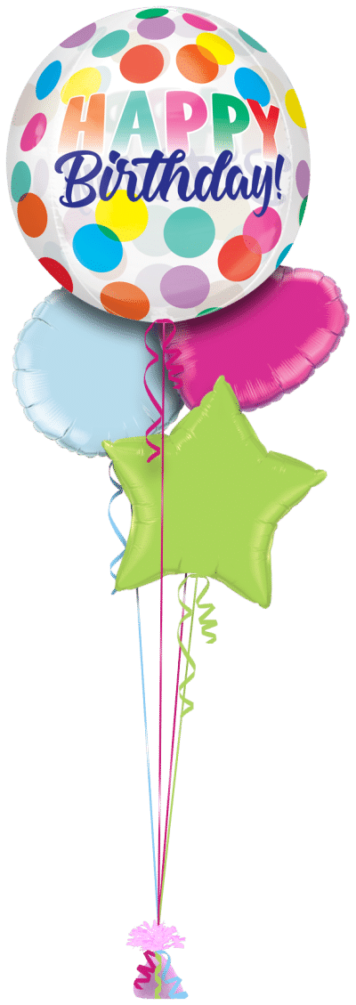 Happy Birthday Big Dots Orbz Balloon Bunch