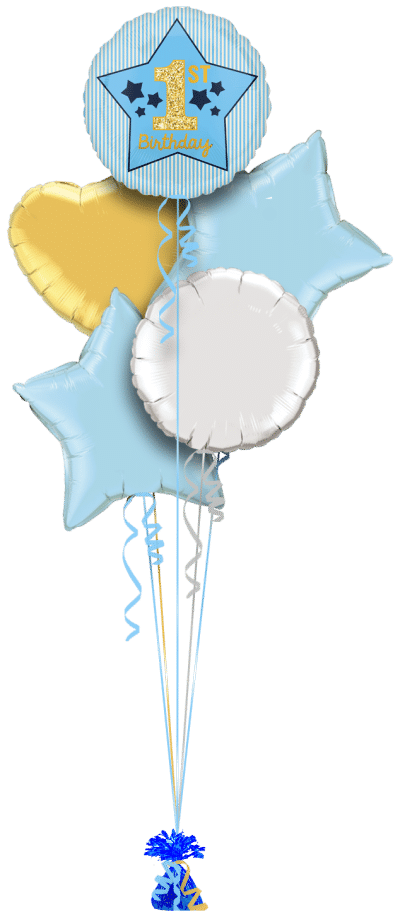 1st Birthday Blue Star Balloon Bunch
