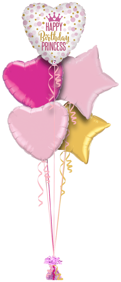 Happy Birthday Princess Dots Balloon Bunch