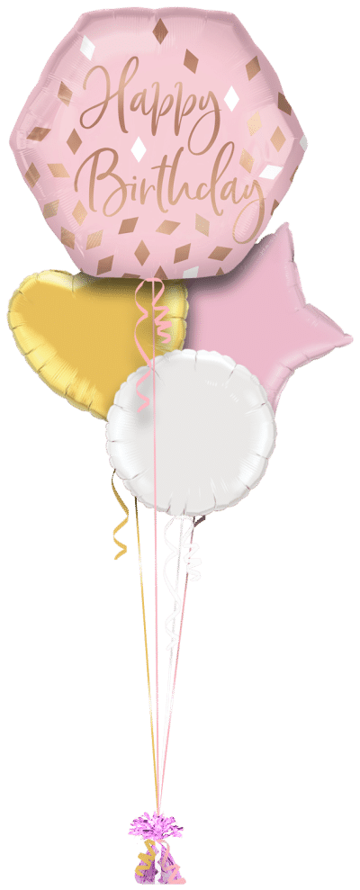 Giant Birthday Diamonds Blush Balloon Bunch