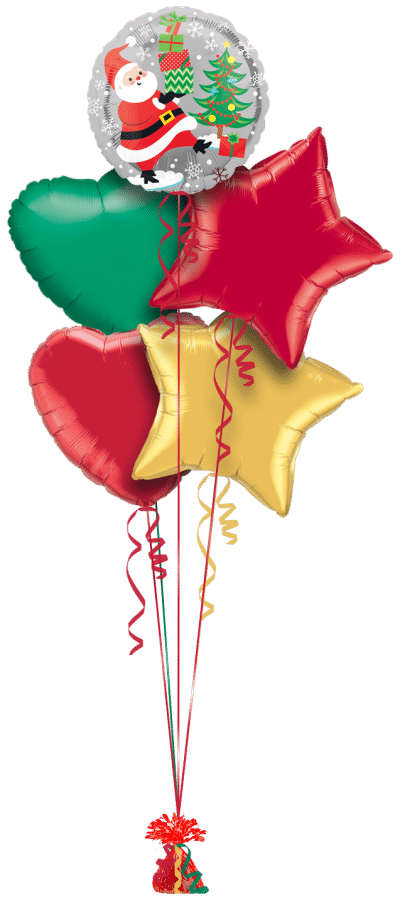 Santa Tree and Gifts Balloon Bunch