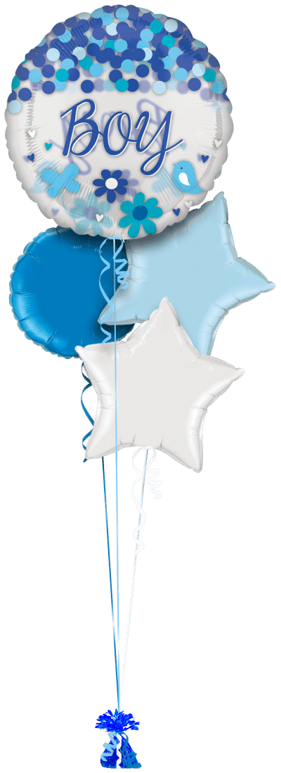 Confetti Filled Baby Boy Balloon Bunch