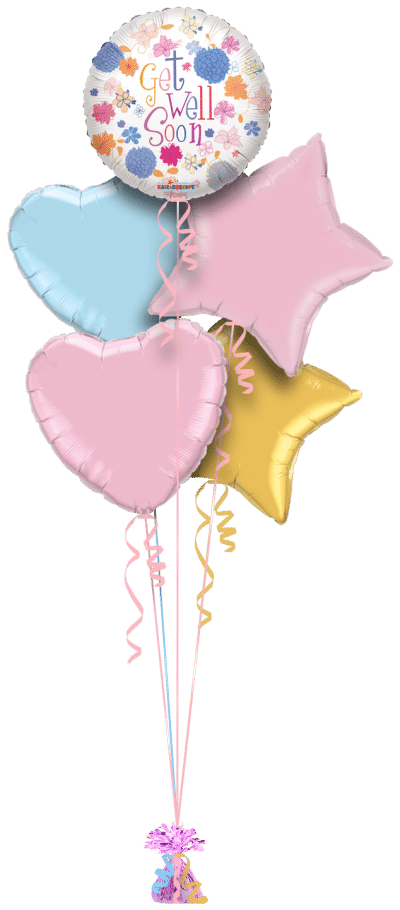 Get Well Soon Pastel Flowers Balloon Bunch