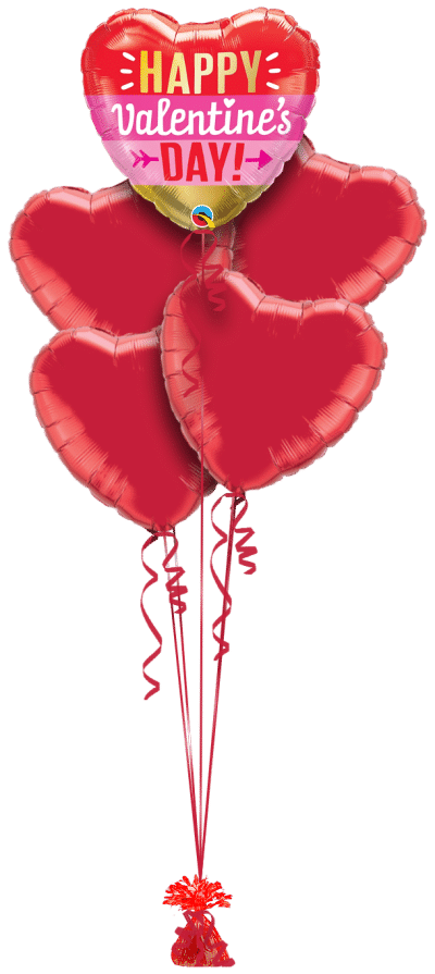 Valentines Heart and Arrow Balloon Bunch