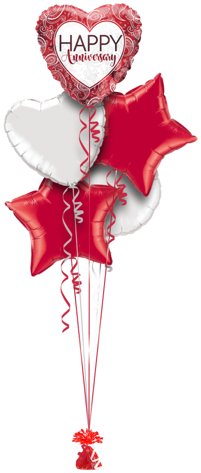 Anniversary Ruby Heart Balloon Bunch