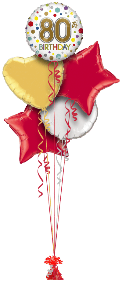 80th Birthday Spots Balloon Bunch
