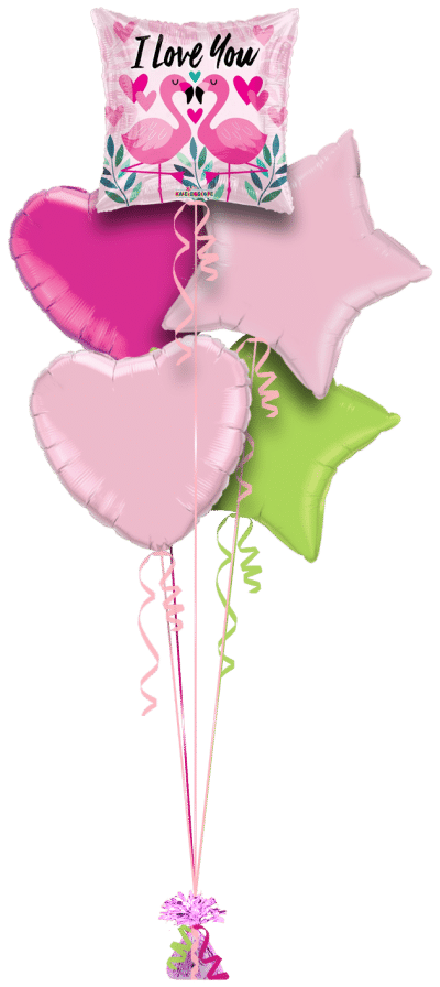I Love You Flamingos Balloon Bunch