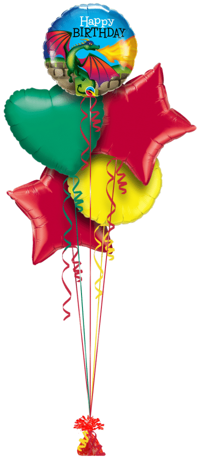Happy Birthday Dragon Balloon Bunch