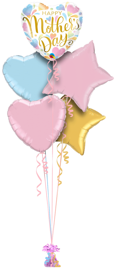 Mothers Day Pastel Hearts Balloon Bunch
