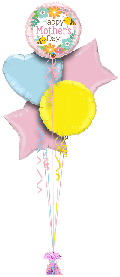 Mothers Day Bee and Flowers Balloon Bunch