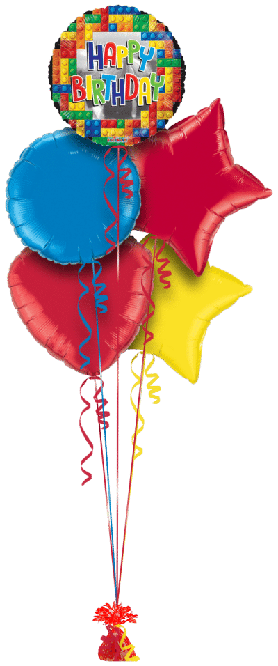 Happy Birthday Lego Blocks Balloon Bunch