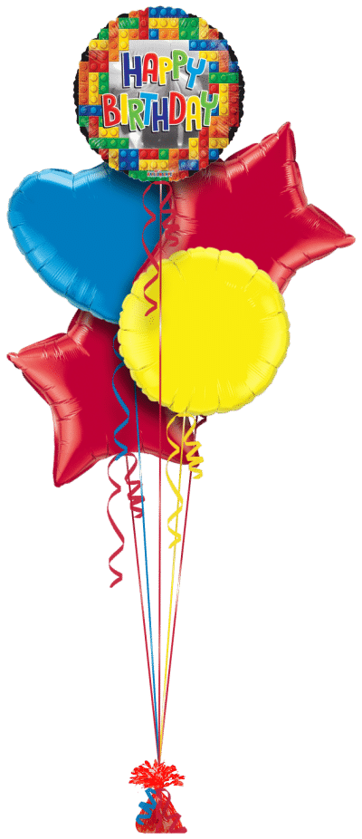 Happy Birthday Lego Blocks Balloon Bunch