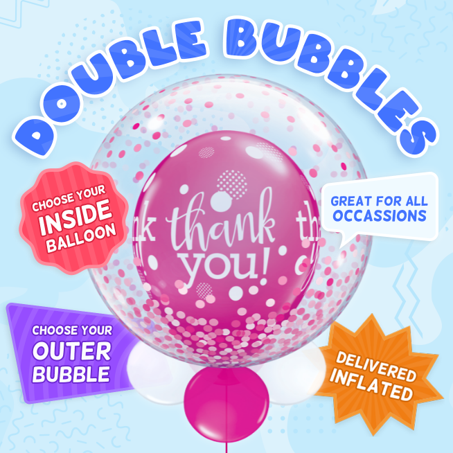 An example of a Thank You double bubble balloon
