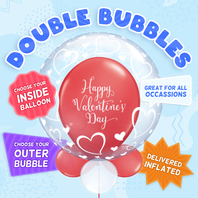 An example of a Valentine's double bubble balloon